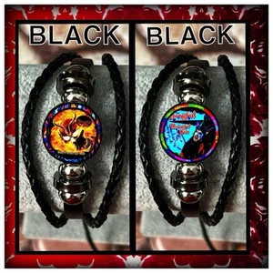 MERCIFUL FATE ๐ WITCHES DANCE ๐บ๐ธ TWO LEATHER PUNK BRACELETS - Picture 1 of 3