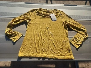 Royal Robbins Seaside Slub Notched Neck Long Sleeve Shirt Top Mustard Nabru Husk - Bild 1 von 8