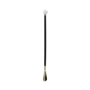 White Golf Ball Head Long Shoehorn in Wood and Aluminum, 29″H - Picture 1 of 5