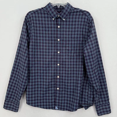 Untuckit Men’s Medium Button Down Shirt Blue Red Plaid Martinet 40946 Polyester - Image 1 of 4