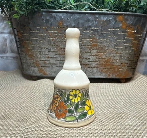 Vintage Veoa Ecuador Bell Hand Painted Pottery Floral Design Ceramic Collectible - Picture 1 of 8