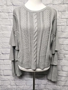 ENDLESS ROSE S GRIS CABLE TEJIDO CAPAS ALETEO SUÉTER SUPERIOR - Imagen 1 de 19