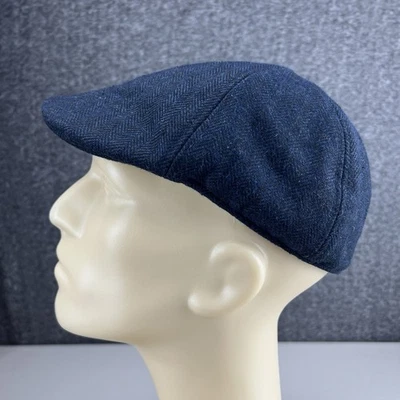 Boné chapéu plano Goodfellow & Co ajustado tamanho M/L azul espinha de peixe - Imagem 1 de 4