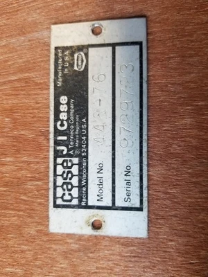 Case Ingersoll 448 Lawn Tractor ID Plate Garden Mower (124) - Image 1 of 2
