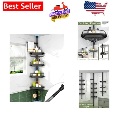 Carrito de ducha moderno con poste de tensión con 4 estantes ajustables - a prueba de óxido y elegante Foto 1 de 4