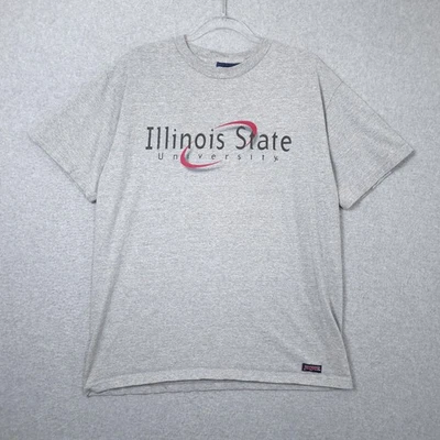 Camisa De Colección Universidad Estatal de Illinois Para Hombres Grande Gris Jansport Años 90 EE. UU. College Foto 1 de 4