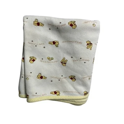 Manta bebé Disney Winnie the Pooh ribete amarillo algodón donde hay abejas Foto 1 de 4