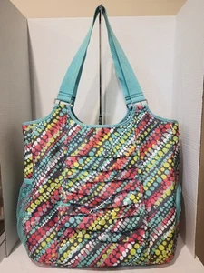 Thirty-One 31 All Pro Tote Pool Beach Gym Yoga Travel Diaper Bag Graffiti Dot  - Picture 1 of 8