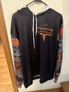 Dutton Ranch Yellowstone long sleeve pullover shirt with hoodie XL preowned - Picture 1 of 5