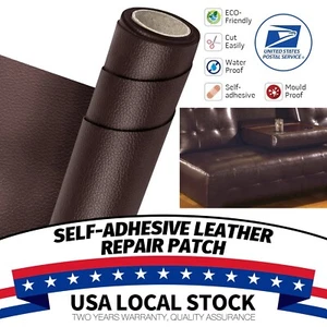 Brown Leather Repair Self-Adhesive Patch Stick on Sofa Clothing Car Seat Couch - Picture 1 of 14