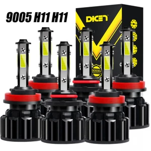 9005+H11+H11 LED Headlight+Fog Light Super Bright Bulbs Kit 6000K White High Low - Picture 1 of 11