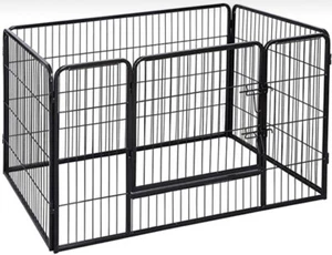 FEANDREA Puppy Playpen Heavy Duty Play Whelping Pen 4 Parts 122 x 70 x 80CM- Blk - Picture 1 of 3