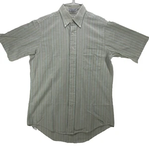 Van Heusen Herren Größe M kurzarm geknöpft Baumwollmischung Shirt grün gestreift - Bild 1 von 7