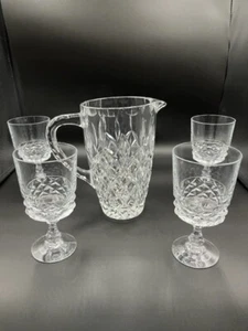 Vintage Bleikristall Wasserkrug 40 Unzen mit 4er Set passenden Wassergläsern 8ozs - Bild 1 von 7
