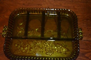 Vintage Indiana Glass Green 5 Part Divided Fruit Relish Tray Platter Dish - Picture 1 of 2