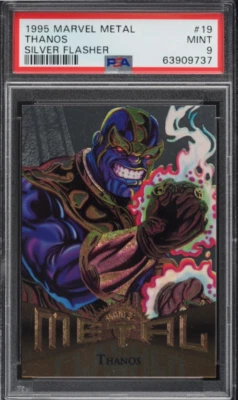 1995 Marvel Metal THANOS SILVER FLASHER #19 PSA 9 MINT - Image 1 of 2