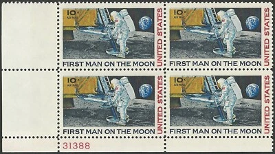 SCOTT  #C76 FIRST MAN ON THE MOON, 10 CENT AIRMAIL PLT.# block  of 4 MNHOG VF - Image 1 of 2