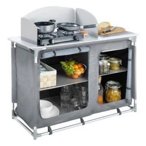 2 IN 1 Folding Cooking BBQ Camping Kitchen Storage Aluminum Stand Table Worktop - Picture 1 of 33