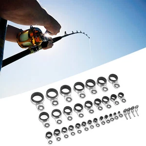 33Pcs Fishing Rod Guides Eyes Ring Raft Line Ring Fishing Rod Building HG - Picture 1 of 22