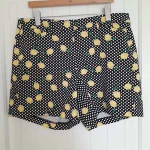 Lane Bryant Women's Lemon and Polka Dot Cotton Shorts Black Yellow Size 14 - Picture 1 of 9