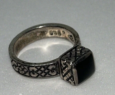 Anillo Silpada Plata Esterlina Ónix Negro Grabado Banda Talla 5 1/2 5.5 Foto 1 de 4