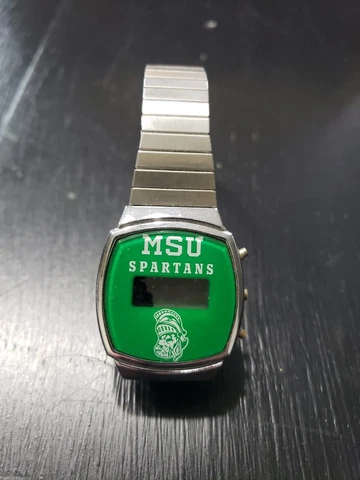 Vintage Rare Michigan State Spartans Digital Quartz Watch Broken Cover