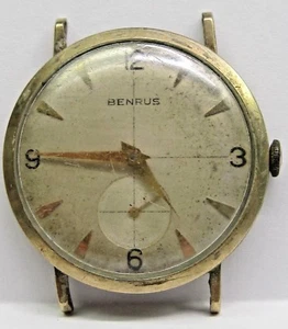 Orologio da polso vintage Gents Benrus 17 Jewels 10 KT oro giallo pieno... - Foto 1 di 3