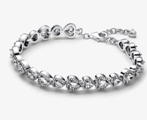*BRAND NEW* Pandora Timeless  Sterling Silver Halo CZ Hearts Bracelet  - Picture 1 of 1