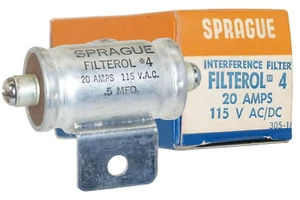 Sprague Filterol #4 Capacitor 20 Amps 115 VAC .5 MFD NOS 1950s - Picture 1 of 11