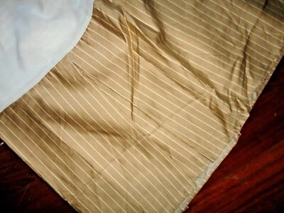 RALPH LAUREN 52ND STREET CARAMEL CAMEL PINSTRIPE SATEEN (1) QUEEN BEDSKIRT15"   - Image 1 of 4