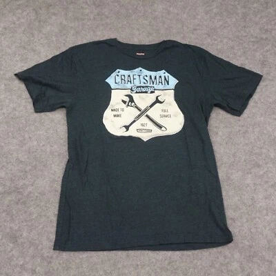 Camiseta masculina Craftsman Garage média preta manga curta ferramentas gráficas - Imagem 1 de 4