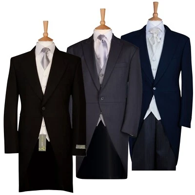 Mens Morning Suit Tailcoat Wool Wedding Jacket Herringbone Coat Royal Ascot Men - Image 1 of 4