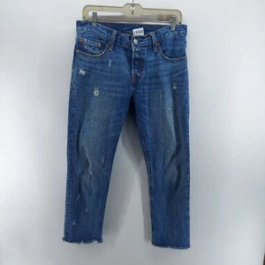 Levis jeans men size 28 customized taper leg button fly distressed cut inseam - Picture 1 of 12