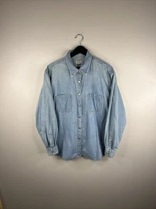 Saint John’s Bay Shirt Adult XL L/S Button Up Blue Denim Heavyweight Men B19 - Picture 1 of 10