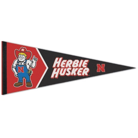 NEBRASKA CORNHUSKERS HERBIE HUSKER ROLL UP PREMIUM FELT PENNANT 12"x30" WINCRAFT Cover