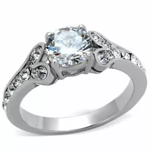 1,50 KT RUNDSCHLIFF CZ EDELSTAHL VERLOBUNGSRING DAMEN VERSPRECHEN BAND - Bild 1 von 4
