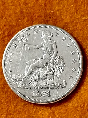 1874-S SILVER TRADE DOLLAR HIGH GRADE BRIGHT BU SCARCE TYPE END PIECE FROM ROLL Cover
