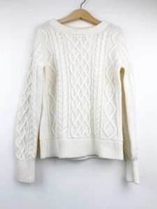 Gap Girls Pullover Sweater White Ribbed Boat Neck Cable Knitted Long Sleeve M - Picture 1 of 6