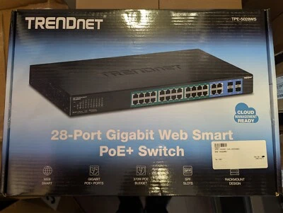 *BRAND NEW* TRENDnet TPE-5028WS 28-Port Gigabit Web Smart PoE+ Switch (370W) L2 - Image 1 of 3