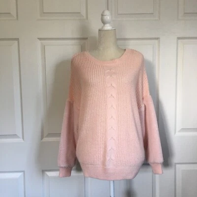 Guess Jersey Punto Rosa Claro Manga Piel Sintética Talla M Foto 1 de 4