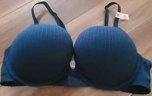 NWT Victoria's Secret Bombshell add 2 cups padded push up t-shirt bra 36C Navy - Picture 1 of 5