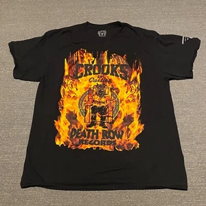 Crooks & Castles Death Row Records Shirt Mens Large Black Flames Graphic - Picture 1 of 8