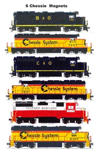 Juego de 6 imanes Chessie System Railroads Andy Fletcher - Imagen 1 de 1