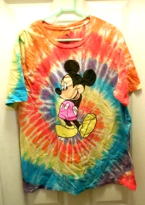 DISNEY MICKEY MOUSE RAINBOW TIE DYE T SHIRT Big Med Colorful Classic - Picture 1 of 5