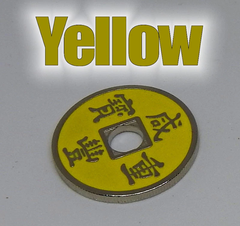 CHINESE COIN OR SHELL RED YELLOW BLACK BLUE PALMING HALF DOLLAR 30cm MAGIC TRICK - Image 1 of 2