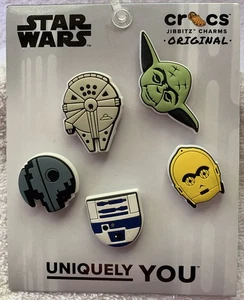 Crocs Shoe Charm Set Of 5 STAR WARS Ship R2D2 C3PO Yoda DeathStar NEW - Bild 1 von 8