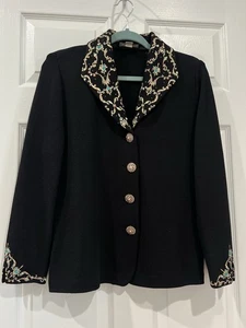 ST JOHN ABEND SCHWARZE STRICKJACKE MIT STRASS/Stickerei GR. 12 - Bild 1 von 14