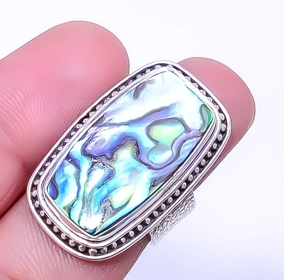 Mermaid Dream Abalone Shell 925 Sterling Silver Ring S.6 R6, Christmas Gift - Image 1 of 4