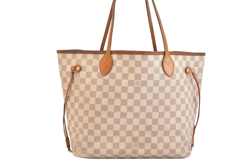 Auténtico bolso de mano Louis Vuitton Damier Azur Neverfull MM N51107 LV 4692N Foto 1 de 4