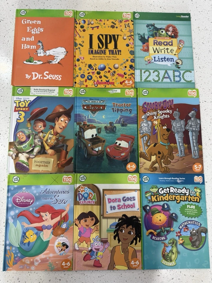 LeapFrog LeapReader TAG Books Scooby, Dr Seuss, I Spy And More! ~Lot of 9~ - Image 1 of 2